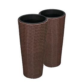 Balkene Home Noah Round Wicker Planter 2-Piece Set - Mocha