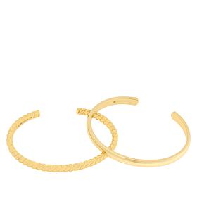 BAUBLEBAR Arlo Goldtone Smooth and Textured 2-piece Cuff Set
