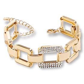 BAUBLEBAR Goldtone Pavé Accent Square Link Chain Bracelet 