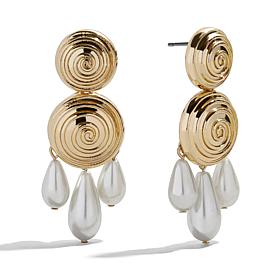 BAUBLEBAR Goldtone Simulated Pearl Double-Circle Drop Earrings 