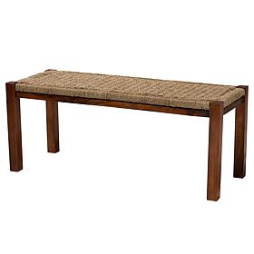 Baxton Studio Hermes Mid Century Natural Seagrass and Wood Bench