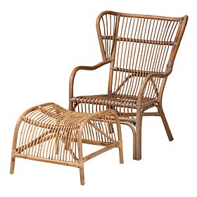 Baxton Studio Lamaria Modern Rattan 2-Pc Chair and Footstool Set