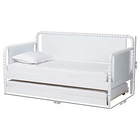 Baxton Studio Lucera Wood Daybed with Trundle - White Twin