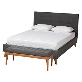 Baxton Studio Valencia Mid Century Fabric Full 2 Piece Bedroom Set