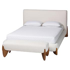 Baxton Studio Vinicio Mid-Century Modern King Set with Bed and Bench