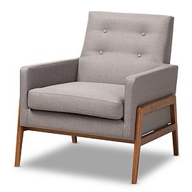Baxton Studio Walnut Wood Lounge Chair