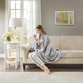 Beautyrest 50" x 70"Duke Faux Fur Heated Throw - Grey