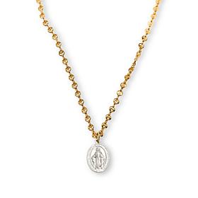 Bellezza 17" Bronze 2-Tone Miraculous Medal Moon-Link Drop Necklace