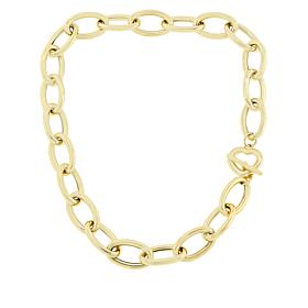 Bellezza 20" Bronze Polished Oval-Link Heart Toggle Necklace