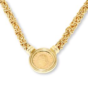 Bellezza 20 Lira Coin Bronze Byzantine Chain Necklace
