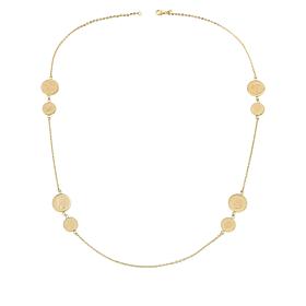 Bellezza 50 and 20 Lira Mini Coin Bronze 36" Station Necklace 