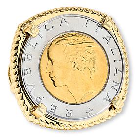Bellezza 500 Lira Coin Bronze Rope Frame Ring
