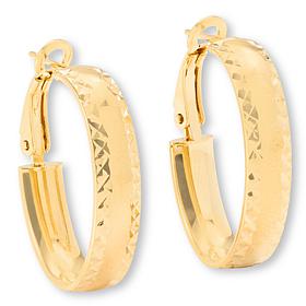 Bellezza Bonze Goldtone Diamond-Cut Oval Hoop Earrings