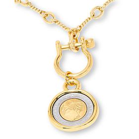 Bellezza Bronze 500 Lira Coin Horseshoe Design Drop 18" Necklace