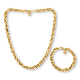 Bellezza Bronze Byzantine Chain Necklace and Bracelet 2-piece Set