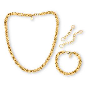 Bellezza Bronze Byzantine Chain Necklace and Bracelet 2-piece Set