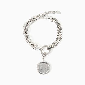 Bellezza Bronze Chain Toggle Lira Coin Bracelet 