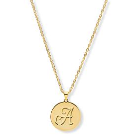 Bellezza Bronze Initial Disc Pendant with 18" Chain