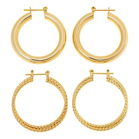 Bellezza Bronze Polished and Diamond-Cut Hoop Earrings Set