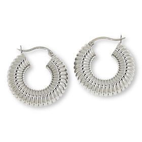 Bellezza Bronze Polished Ribbed Hoop Earrings