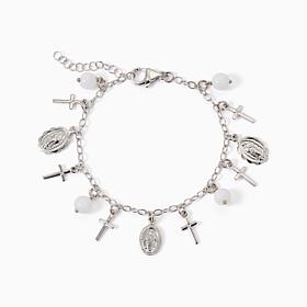Bellezza Bronze Religious Charm Motif & Stone Bracelet