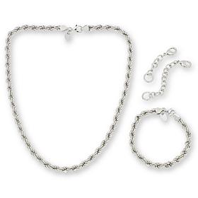 Bellezza Bronze Rope Chain Necklace and Bracelet 2-piece Set