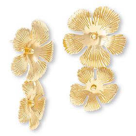 Bellezza Bronze Textured Double Flower Drop Earrings