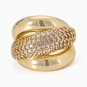 Bellezza Bronze White Topaz Twist Wrap Ring 
