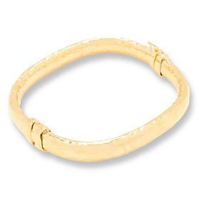 Bellezza Goldtone Hammered Square Hinged Bangle