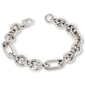 Bellezza Hammered and Polished Oval and Paperclip Chain Bracelet