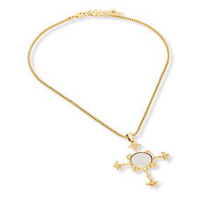 Bellezza Lamb of God 2-Lire Coin Bronze Cross Pendant Necklace