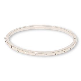 Bellezza White Topaz Hinged Oval Bangle Bracelet
