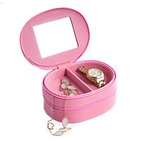 Bey-Berk Pink "Lizard" Leather 2-Level Jewelry Case