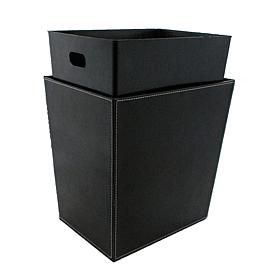 Black and White Stitched Waste Paper Basket with Liner
