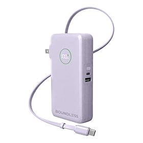 Boundless 10,000 mAh Power Bank w/AC Plug & Retractable Type-C Cable