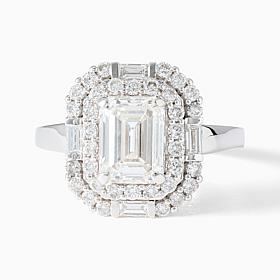 Bright Halo Lab Grown Diamond 2.40 cttw Double Halo Emerald Cut Rin...