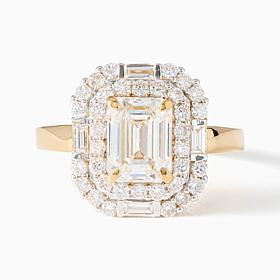 Bright Halo Lab Grown Diamond 2.40 cttw Double Halo Emerald Cut Rin...