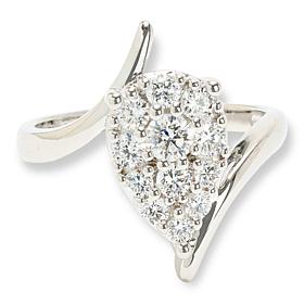 Bright Halo Lab Grown Diamonds 0.70ctw Pavé Pear Cluster Twisted Ring