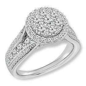 Bright Halo Lab Grown Diamonds 1.27ctw Round Pavé Ring