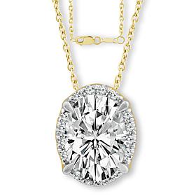 Bright Halo Lab Grown Diamonds 14K Gold 3/4ctw Halo Pendant with Chain