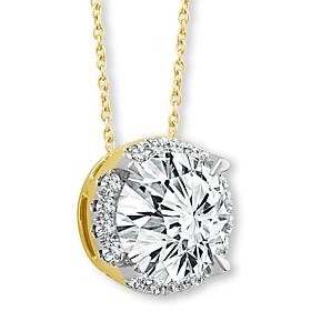 Bright Halo Lab Grown Diamonds 14K Gold 3/4ctw Halo Pendant with Chain