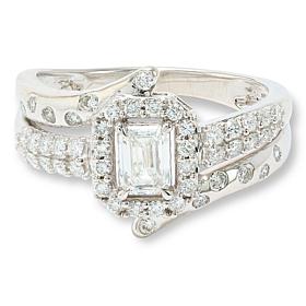 Bright Halo Lab Grown Diamonds 1ctw 3-Row Crossover Ring