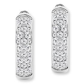 Bright Halo Lab Grown Diamonds 1ctw Pavé Huggie Hoop Earrings
