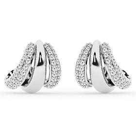 Bright Halo Lab Grown Diamonds 2.5ctw 3-Row Pavé Hoop Earrings