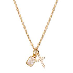 Brook & York Josephine 14K Gold-Plated Cross Birthstone Necklace