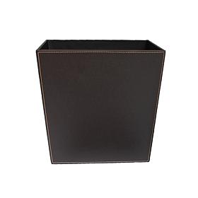 Brown and Tan Stitched Large Waste Basket with Liner