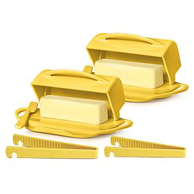 Butterie 2-pack Flip-Top Butter Dish with Matching Spreader & Tongs