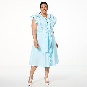 C Wonder Buttoned Ruffled Dress