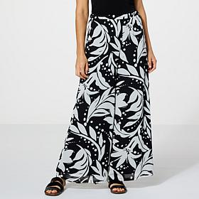C Wonder by Christian Printed Georgette Wide-Leg Pull-On Pant