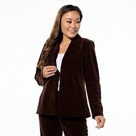 C Wonder Casual Velvet Ruffle Blazer
